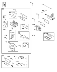 Carburetor Group Diagram and Parts List for 543477-3324-H7 400000 - 699999 Briggs and Stratton Engine
